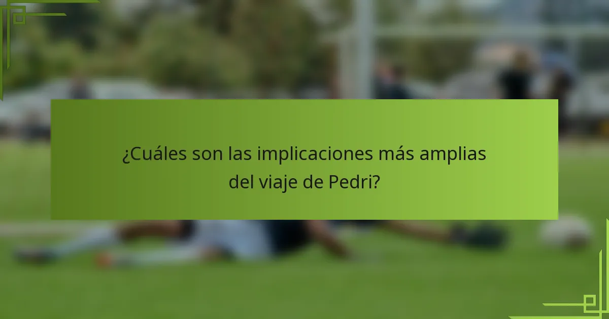 ¿Cuáles son las implicaciones más amplias del viaje de Pedri?